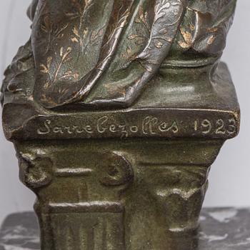 CARLO SARRABEZOLLES, skulptur, brons. Signerad och daterad 1923.