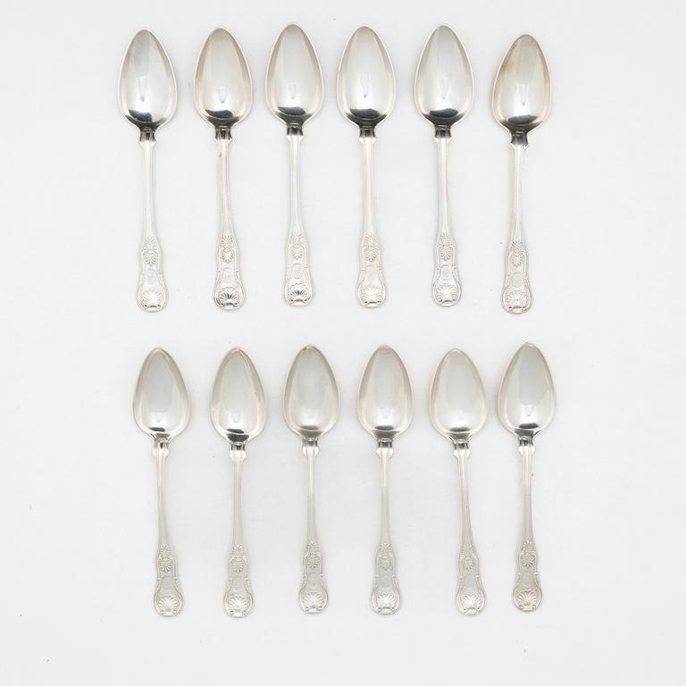 Petter Nordmark, skedar, 12 st, snäckmodell, Stockholm, 1834.