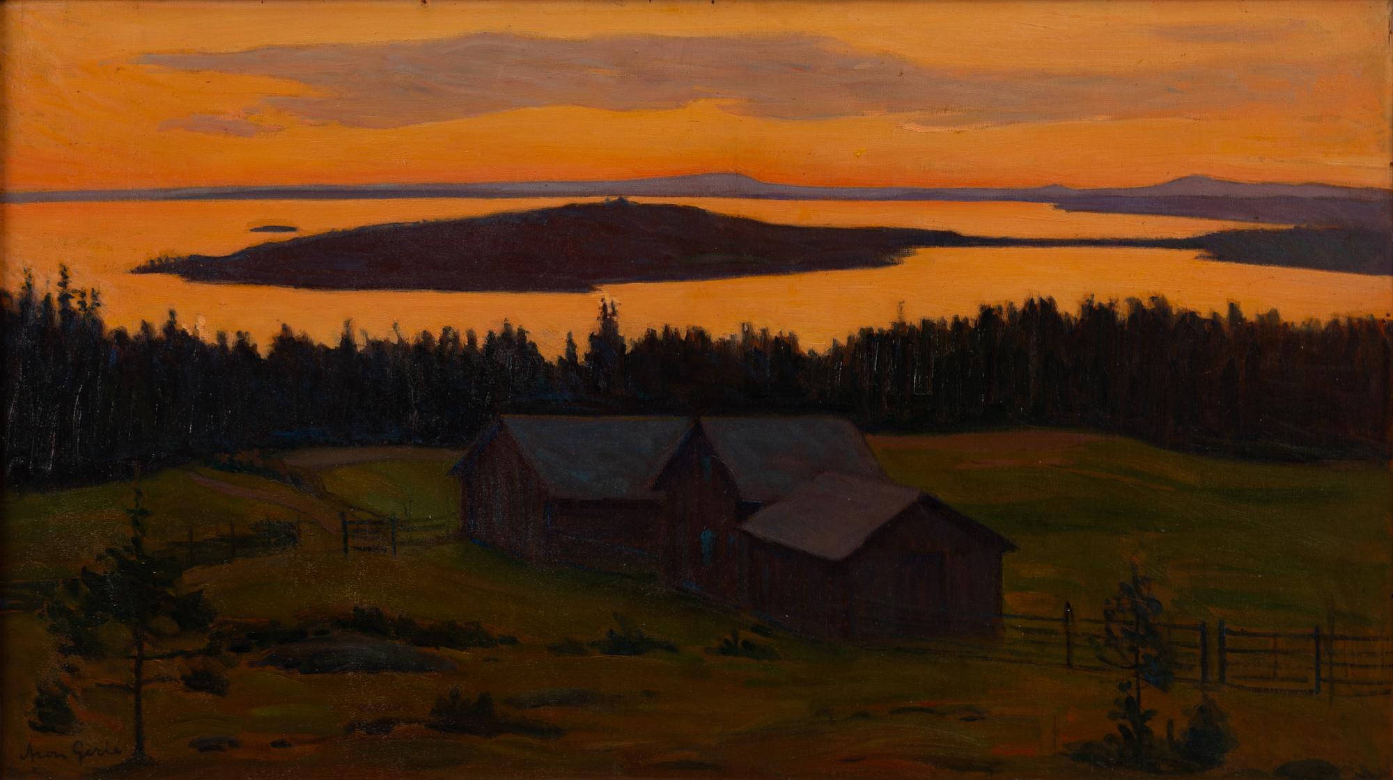 Aron Gerle, "Storsjön i solnedgång".