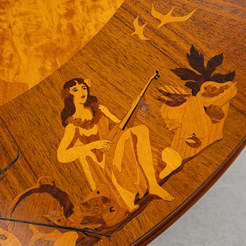 Coffee table, likely by Birger Ekman, Mjölby Intarsia, 1940s.