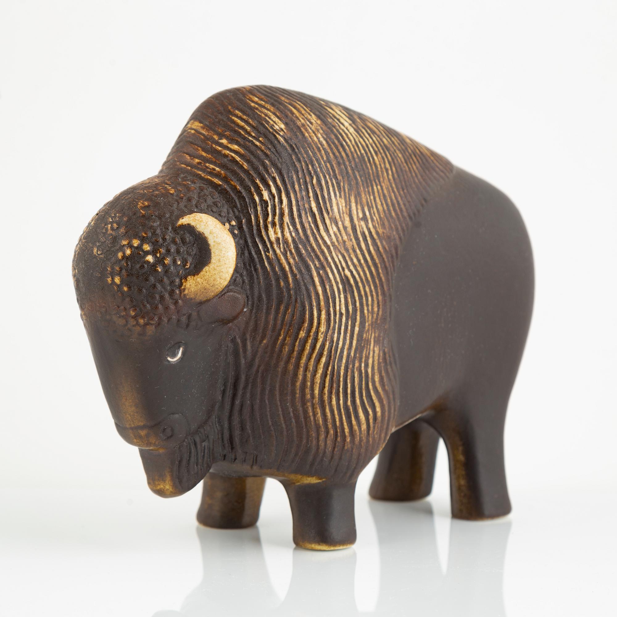 Lisa Larson, a 'Visent' figurine, for NK, Nordiska Kompaniet, Sweden in collaboration with WWF, Gustavsberg.