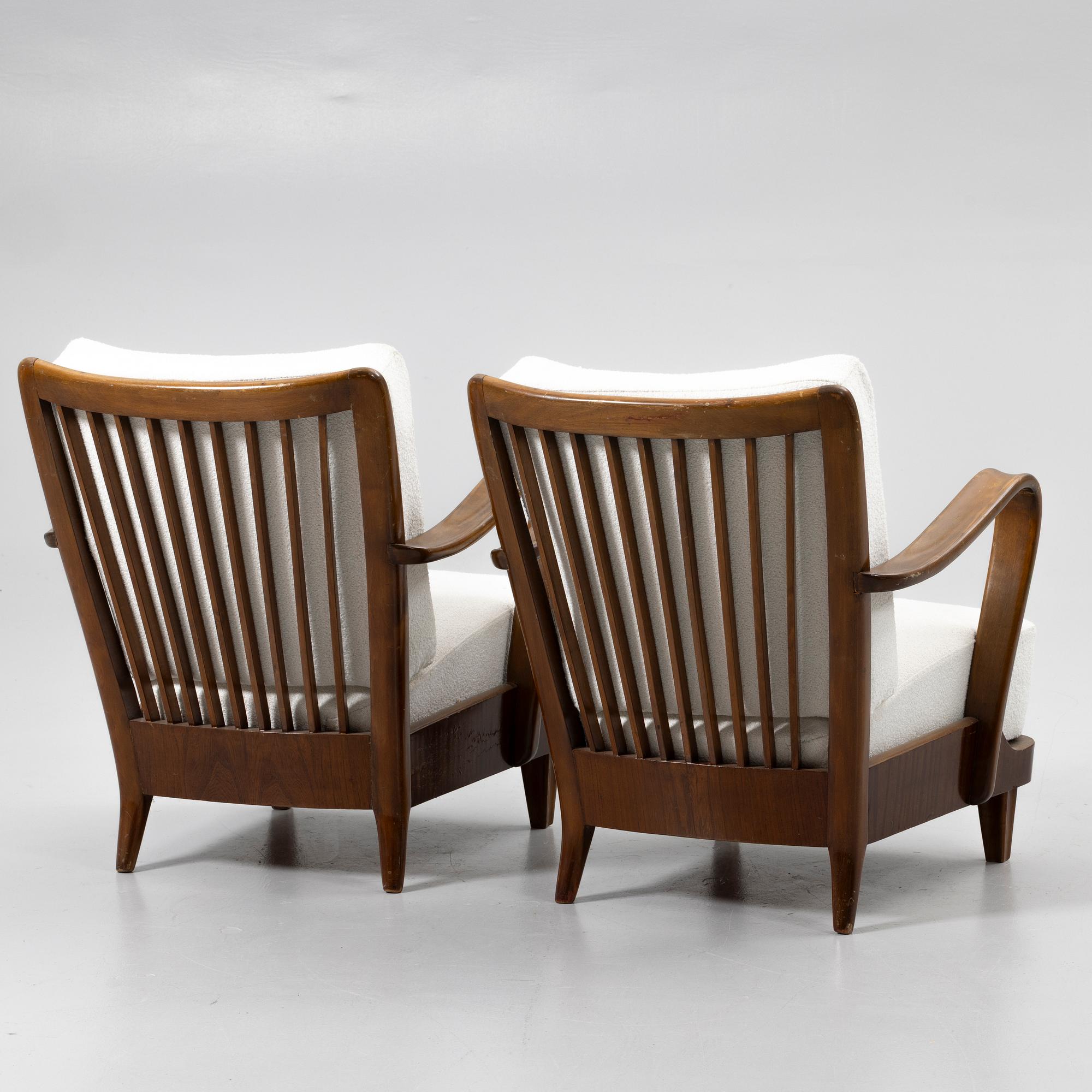 Armchairs, a pair, 1940s/50s.