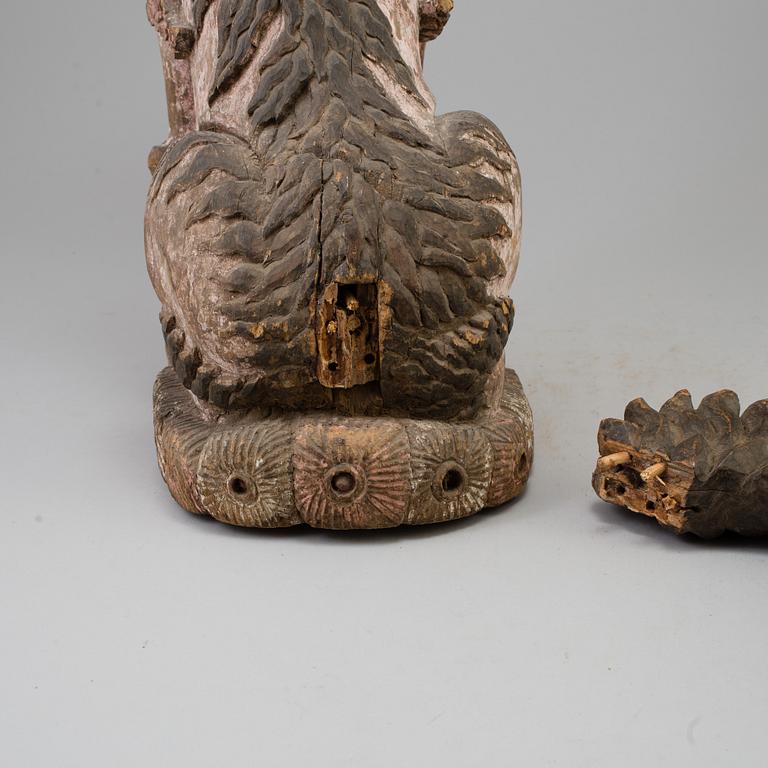 A wooden mythical beast, Southeast Asia, early 20th Century.