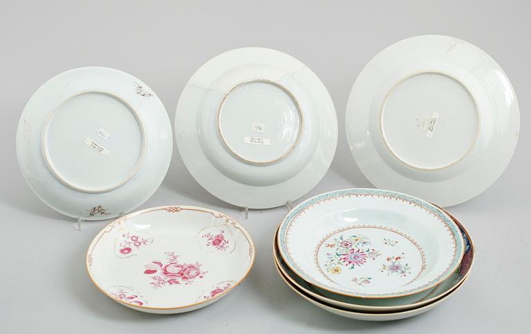 FAT, 7 st, porslin, Kina, Qianlong 1736-1795.