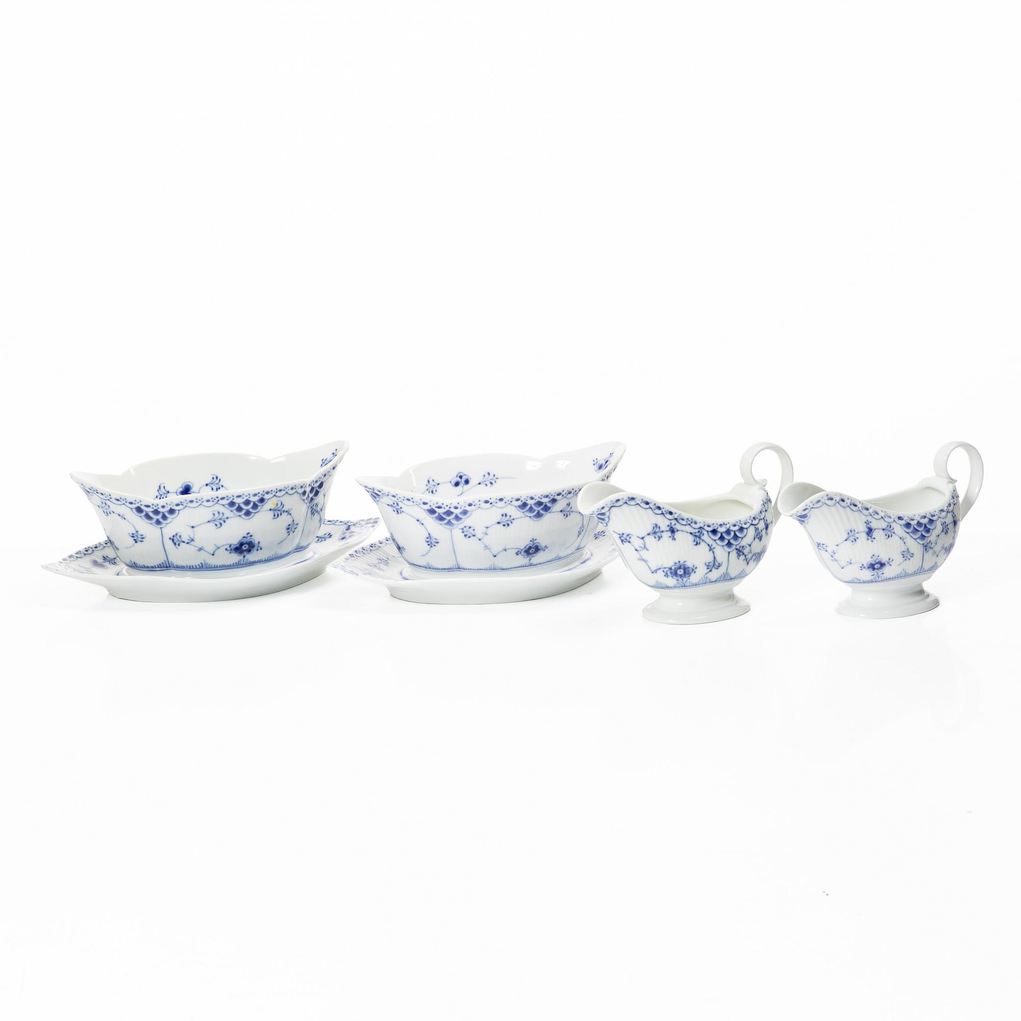 Royal Copenhagen, servisdelar 4 st, "Musselmalet", Danmark.