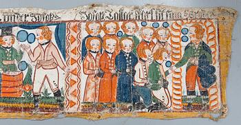 A folk art traditional wall painting from Småland/Halland first half of the 19th century.