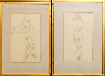 MAX WALTER SVANBERG, 4 blyertsteckningar, signerade och daterade.