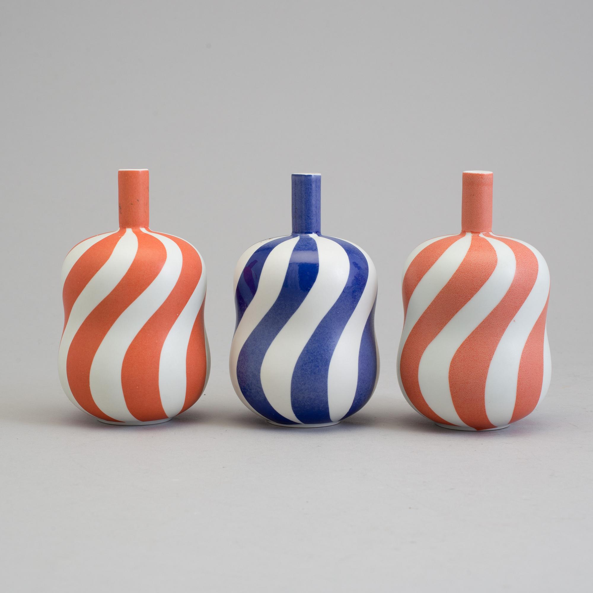 INGER PERSSON, three vases, stoneware, two signed I Persson and dated -94, Rörstrand.
