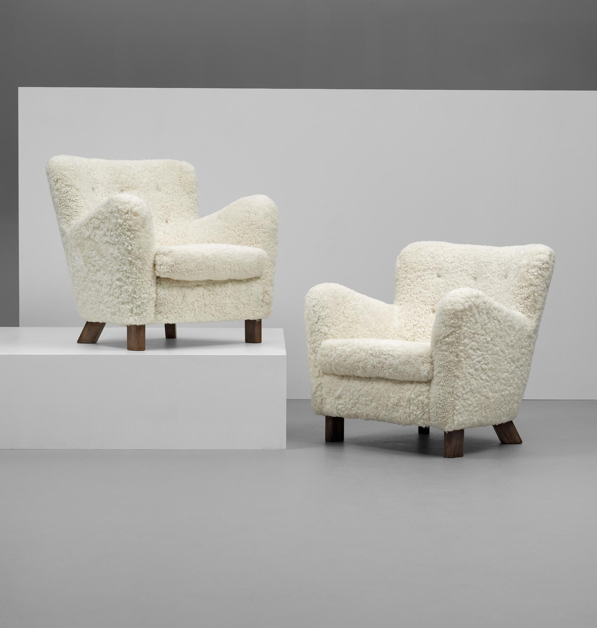 A pair of Fritz Hansen 'Model 1669' armchairs, Denmark.