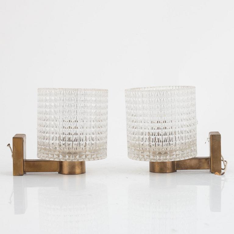 Carl Fagerlund, wall lamps, a pair, Orrefors, 1960s.
