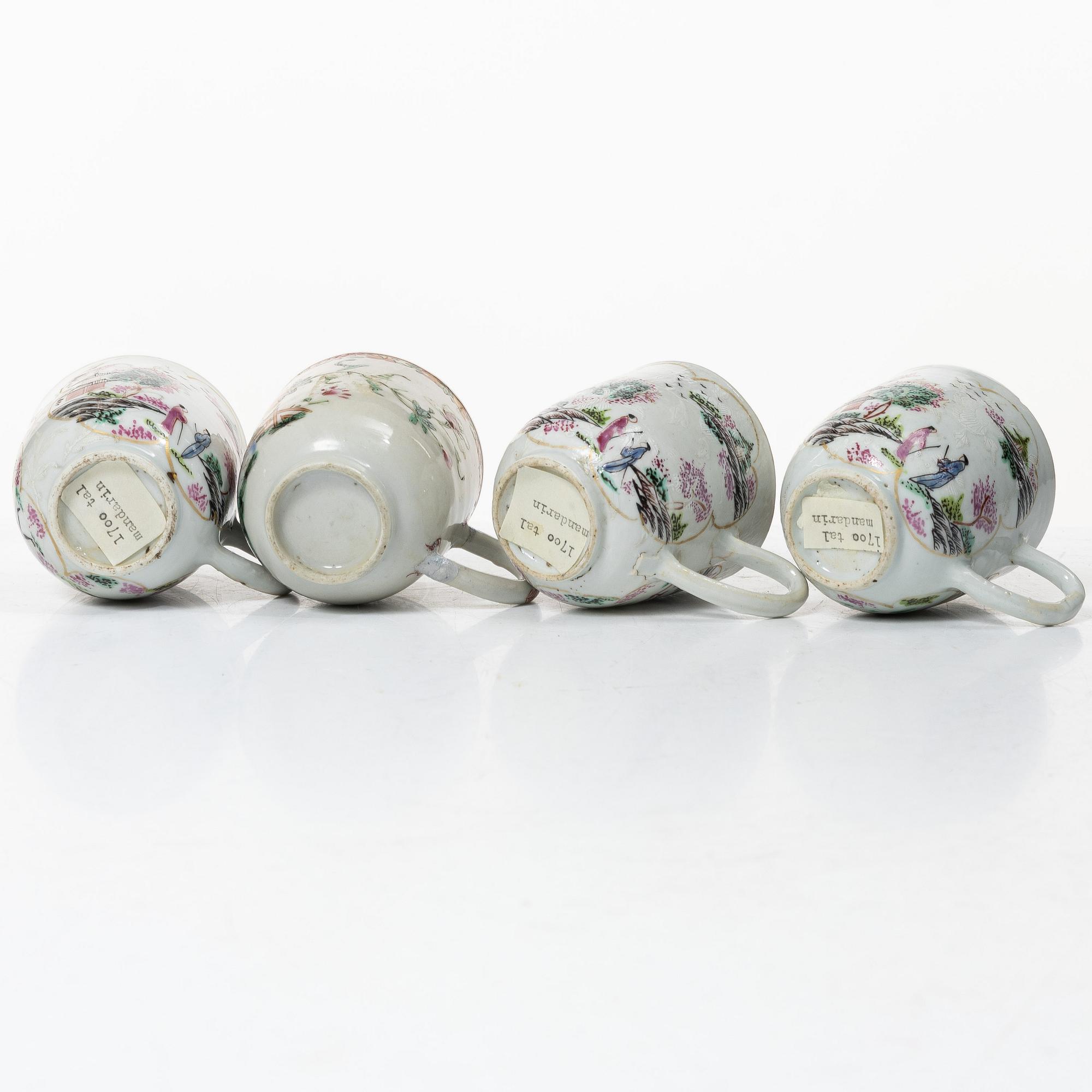 A group of 12 famille rose cups, Qing dynasty, Qianlong (1736-95).