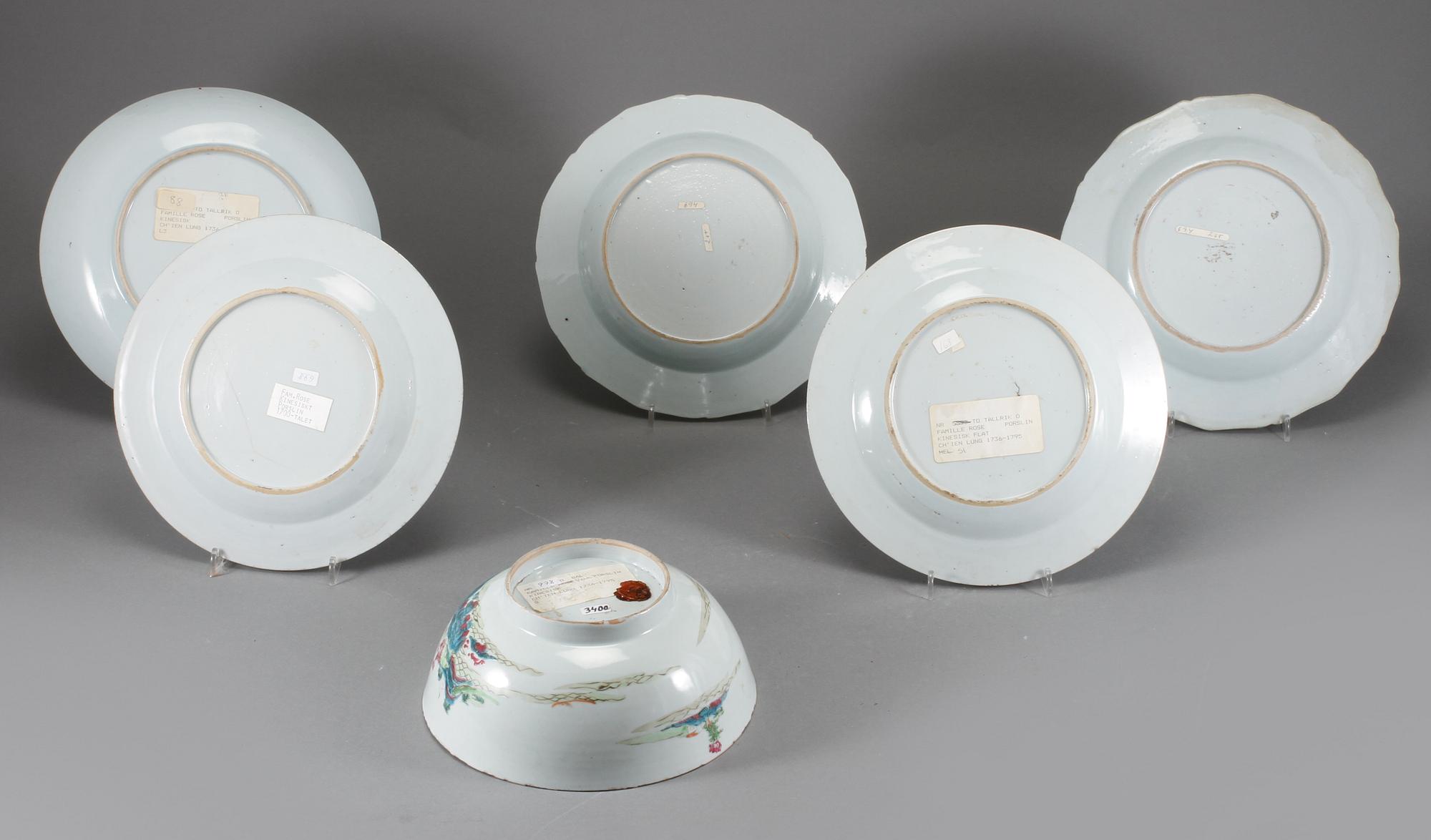 PARTI PORSLIN, 6 delar, Kina, 1700-tal.