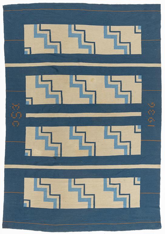A flat weave carpet, Sweden, dated 1936, c. 370 x 260 cm.