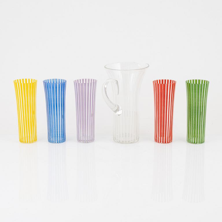 Bengt Orup, a "Strikt" pitcher and five glasses, Johansfors, Sweden 1950s.