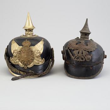 Two 19th century helmets.