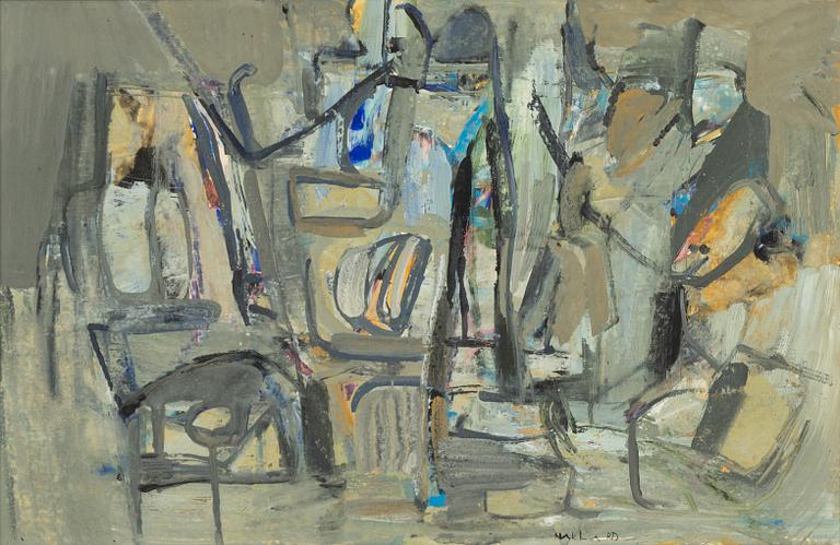 Louis Nallard, tempera on paper-panel, signed.