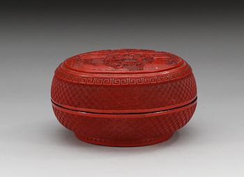 A red lacquer box, Qing dynasty (1644-1912).