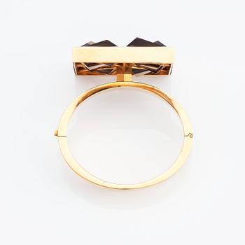 Sigurd Persson, an 18K gold and smoky qvartz  (citrine) bangle, Stockholm 1962.