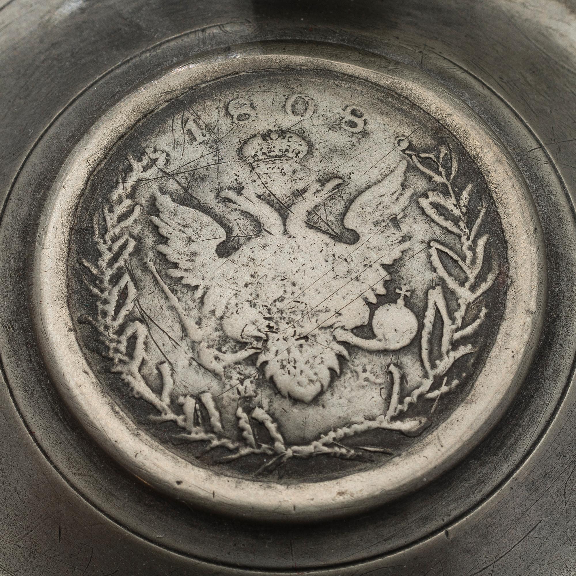 An 1840 pewter tancard by Johan Lindblad, Turku Finland.