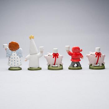 FIGURINER, 5 st, keramik, Lisa Larson, Goebel, Västtyskland, 1987.