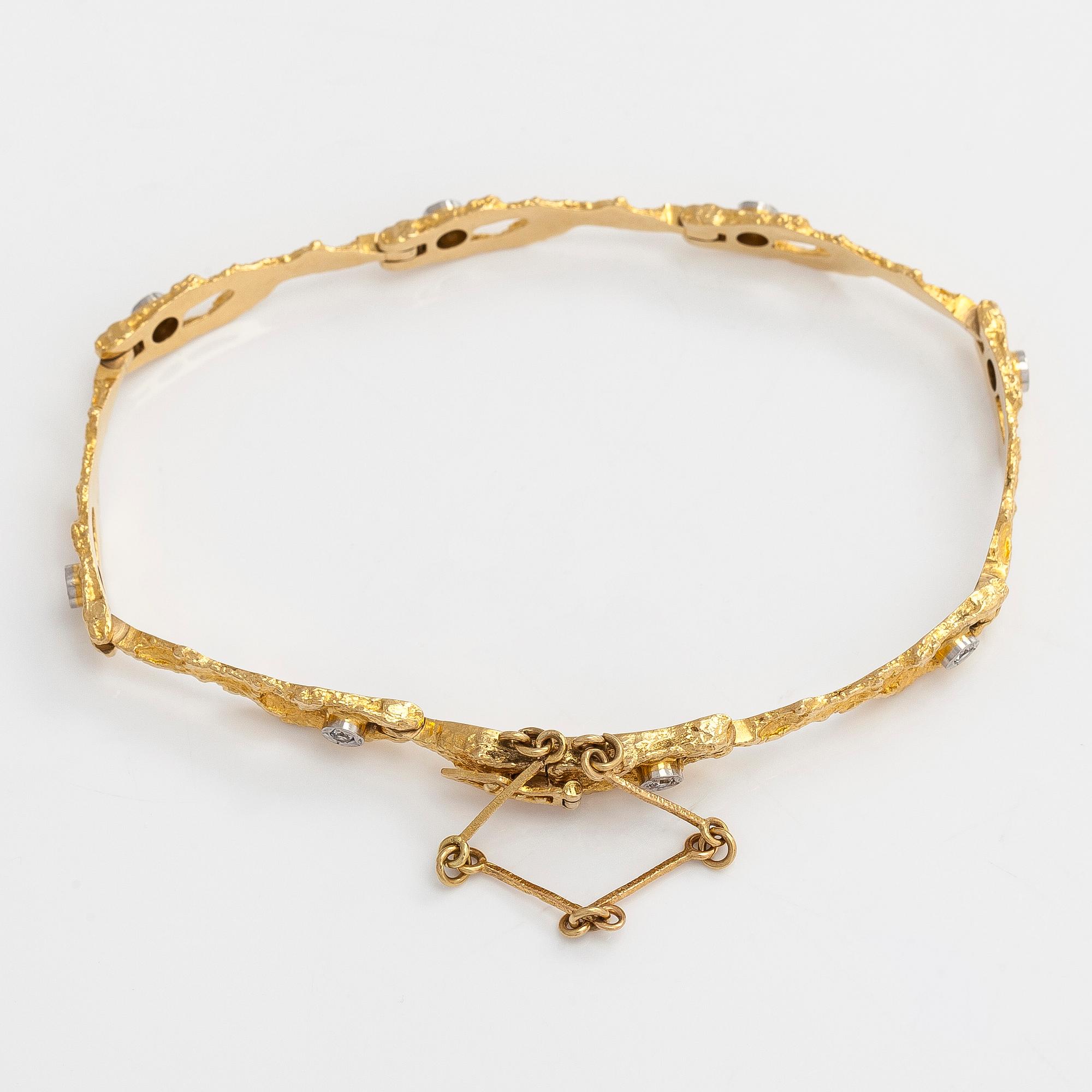 Björn Weckström, an 18K gold bracelet 'Diamond pond' with diamonds for Lapponia 1973.