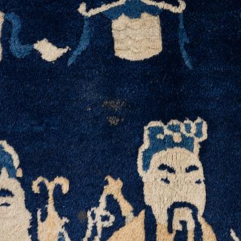 A Chinese 'immortals' carpet, Baotou, Measure: approx. 75 x 185 cm.