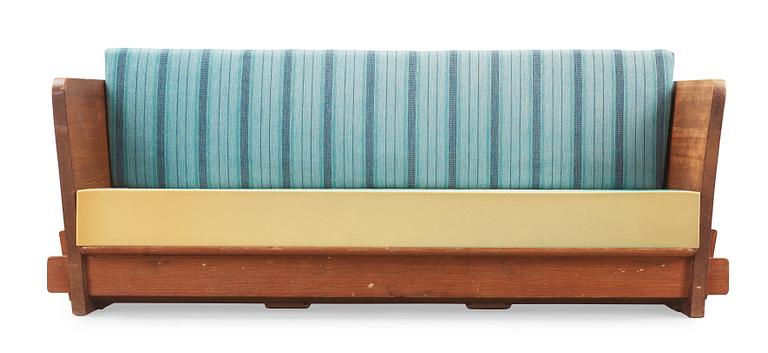 An Axel Einar Hjorth 'Lovö' stained pine sofa, Nordiska Kompaniet, Sweden 1930's.