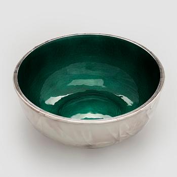 A set of three sterling silver and enamel bowls, maker's mark of A. Tillander, Turku 2005.