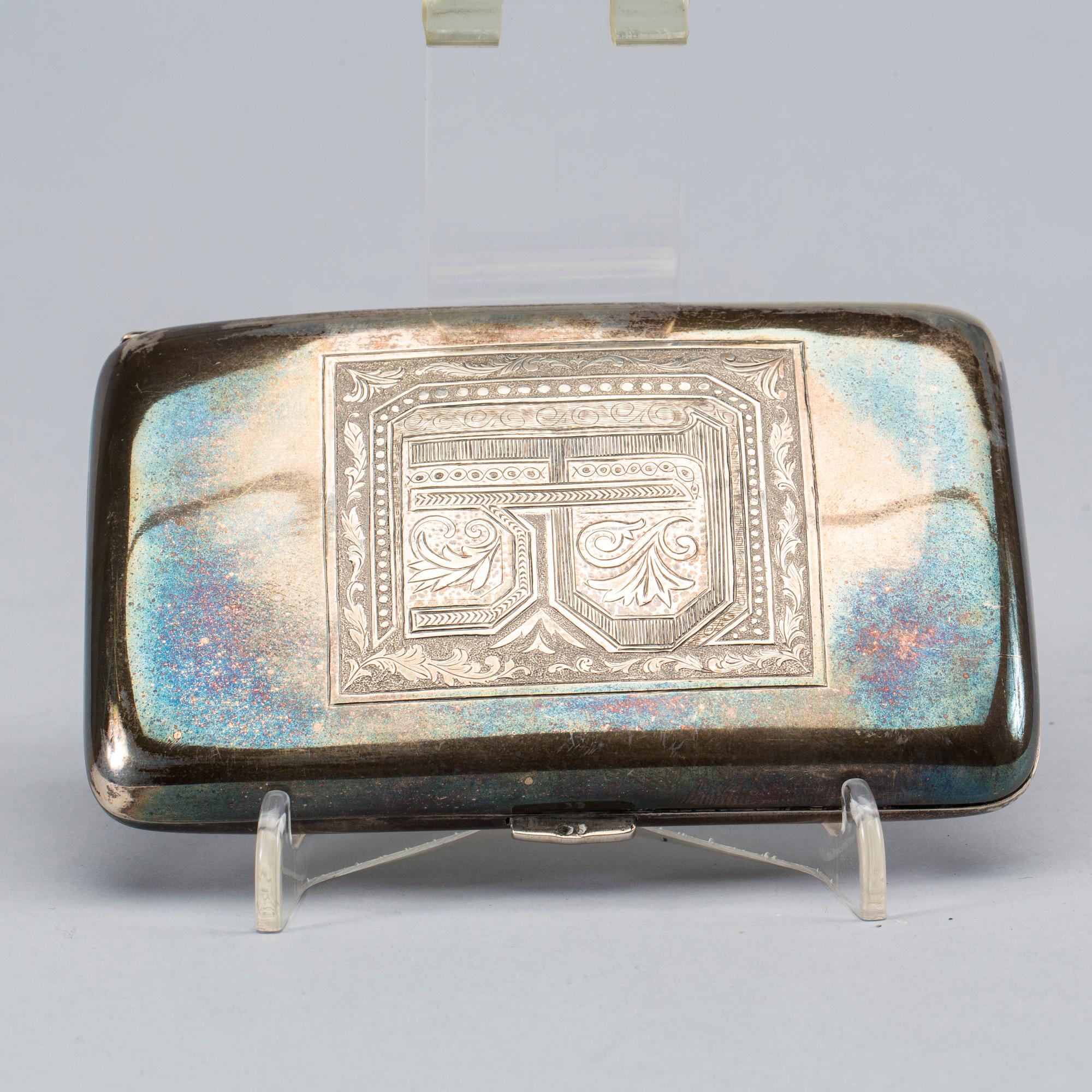CIGARETTETUI, silver, svenska importstämplar, vikt ca 140 g.
