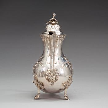 A Swedish 18th century silver coffee-pot, Fredrik Petersson Ström, Stockholm 1775.