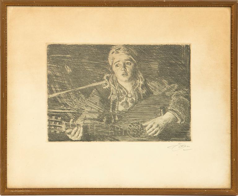 Anders Zorn,  etching signed.