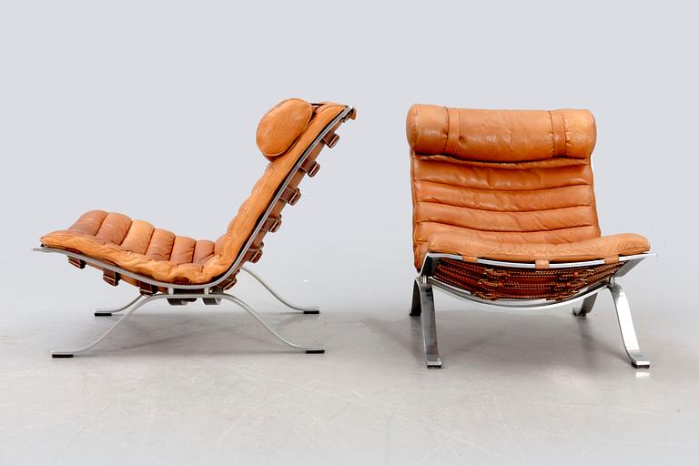 Arne Norell, a pair of "Ari" leather easy chairs 1960/70s.