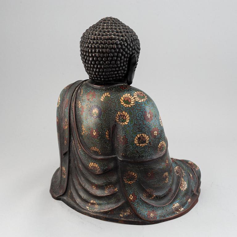 A large cloisonné and bronze buddha, presumably China, 20th Century.