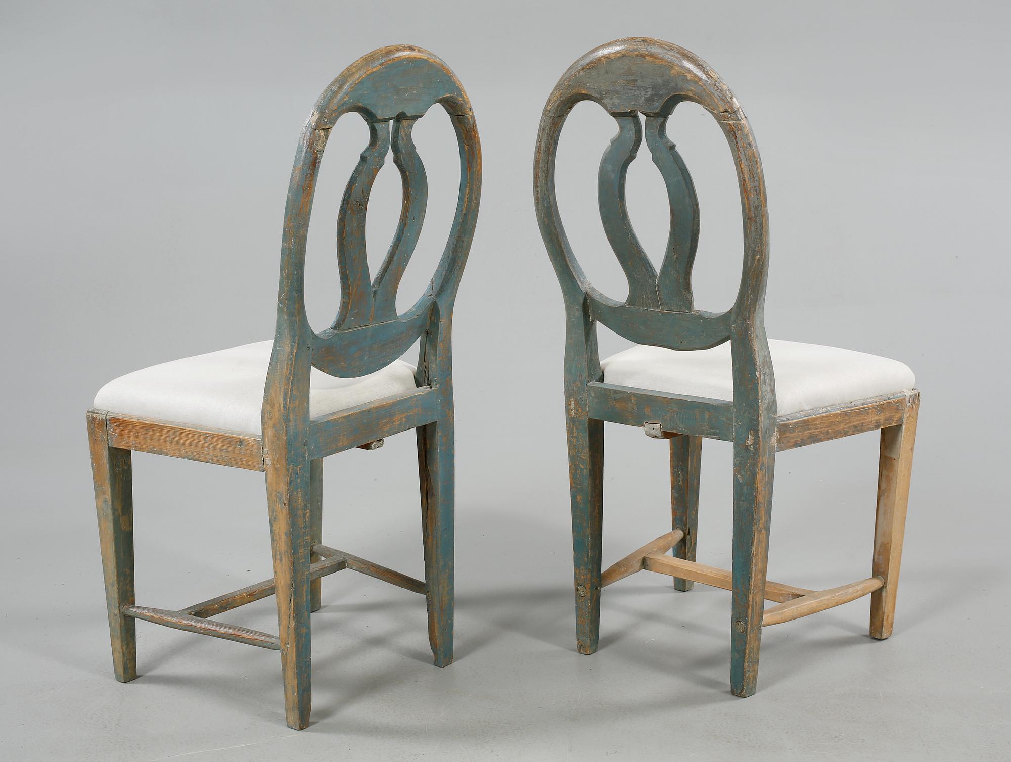 STOLAR, ett par, sk svenska modellen, gustavianska, 1700-talets slut/1800-talets början.