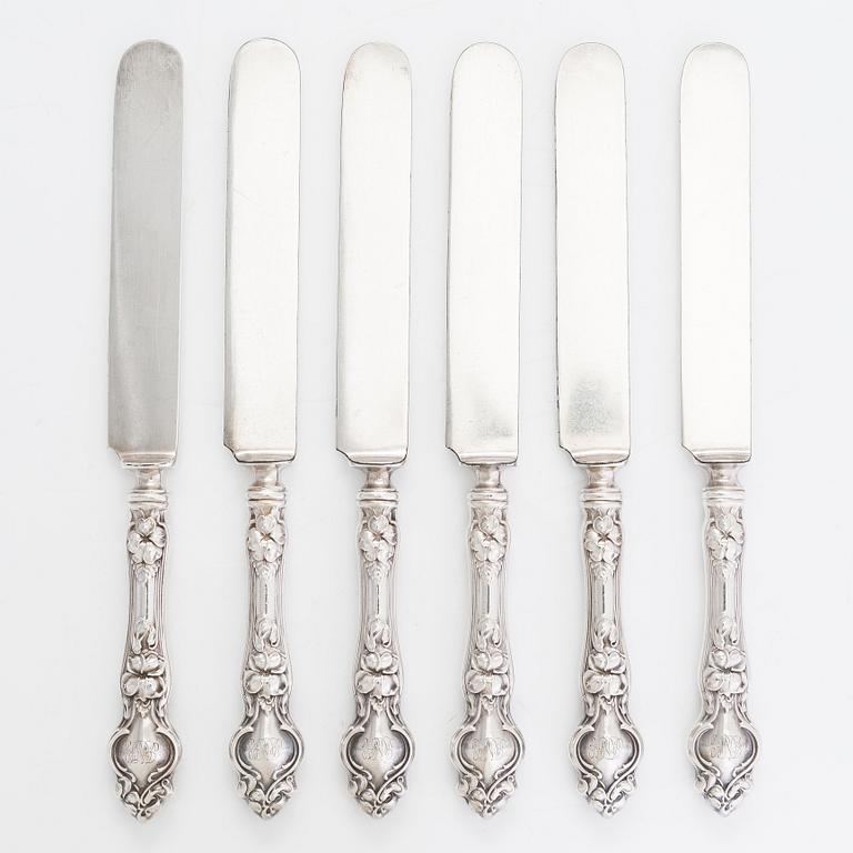 R. Wallace & Sons, bestickuppsättning, 29 dlr, sterling silver, "Violet", Connecticut, Usa tidigt 1900-tal.