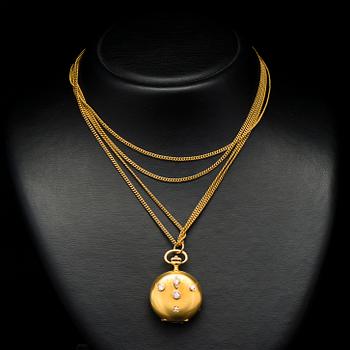 A PENDANT / POCKET WATCH, old cut diamonds, 14K gold. Borel Neuchatel & Cie.