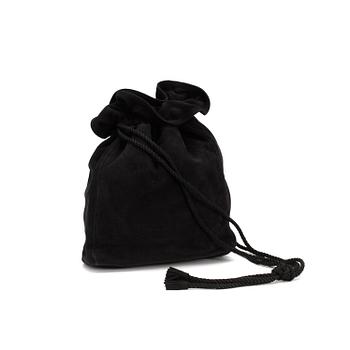 YVES SAINT LAURENT, a black suede bag.