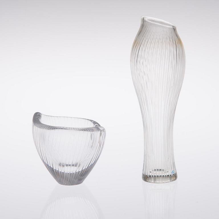 VAS och SKÅL, glas, Tapio Wirkkala, Iittala 1950-tal. Skålen signerad.