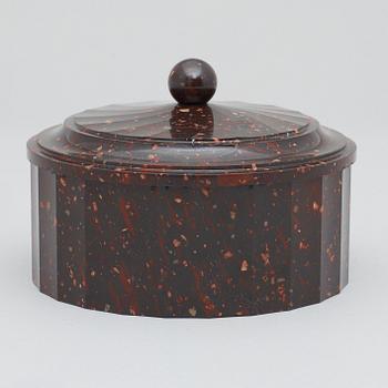 A Swedish Empire porphyry butter box.