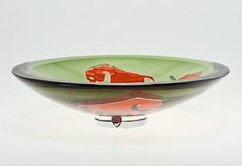 SKÅL, glas, "Elefanter"/"Elefants", Olle Alberius, Orrefors Gallery, 1988.