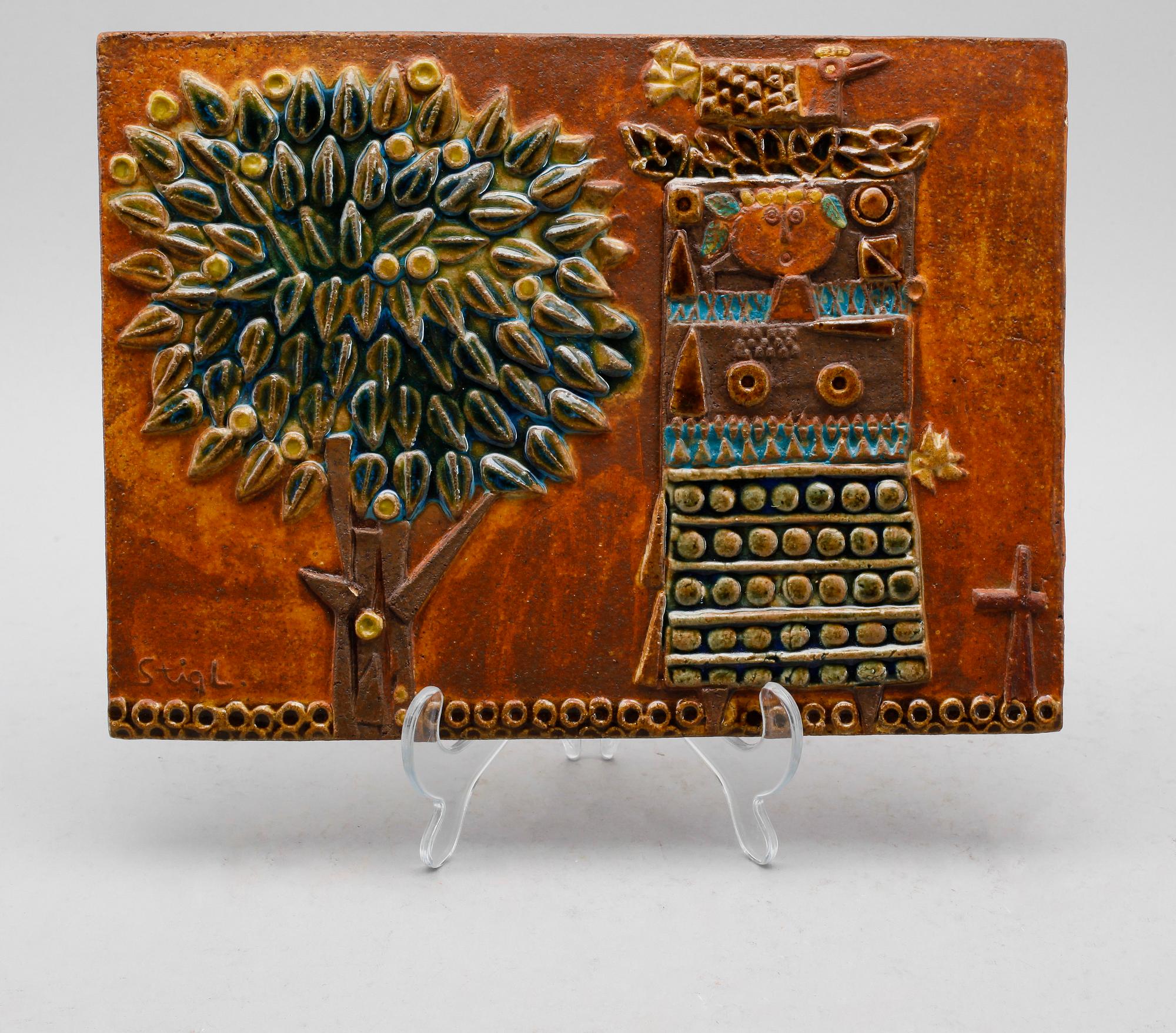 VÄGGPLATTA, keramik, Stig Lindberg, Gustavsberg.