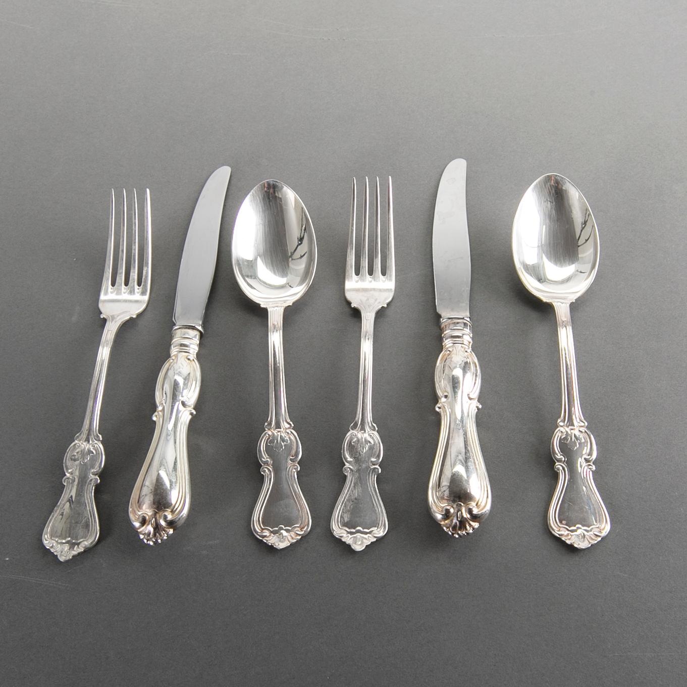 BESTICKSERVICE, 36 delar, silver. "Olga", GAB,  Eskilstuna, 1988/89.