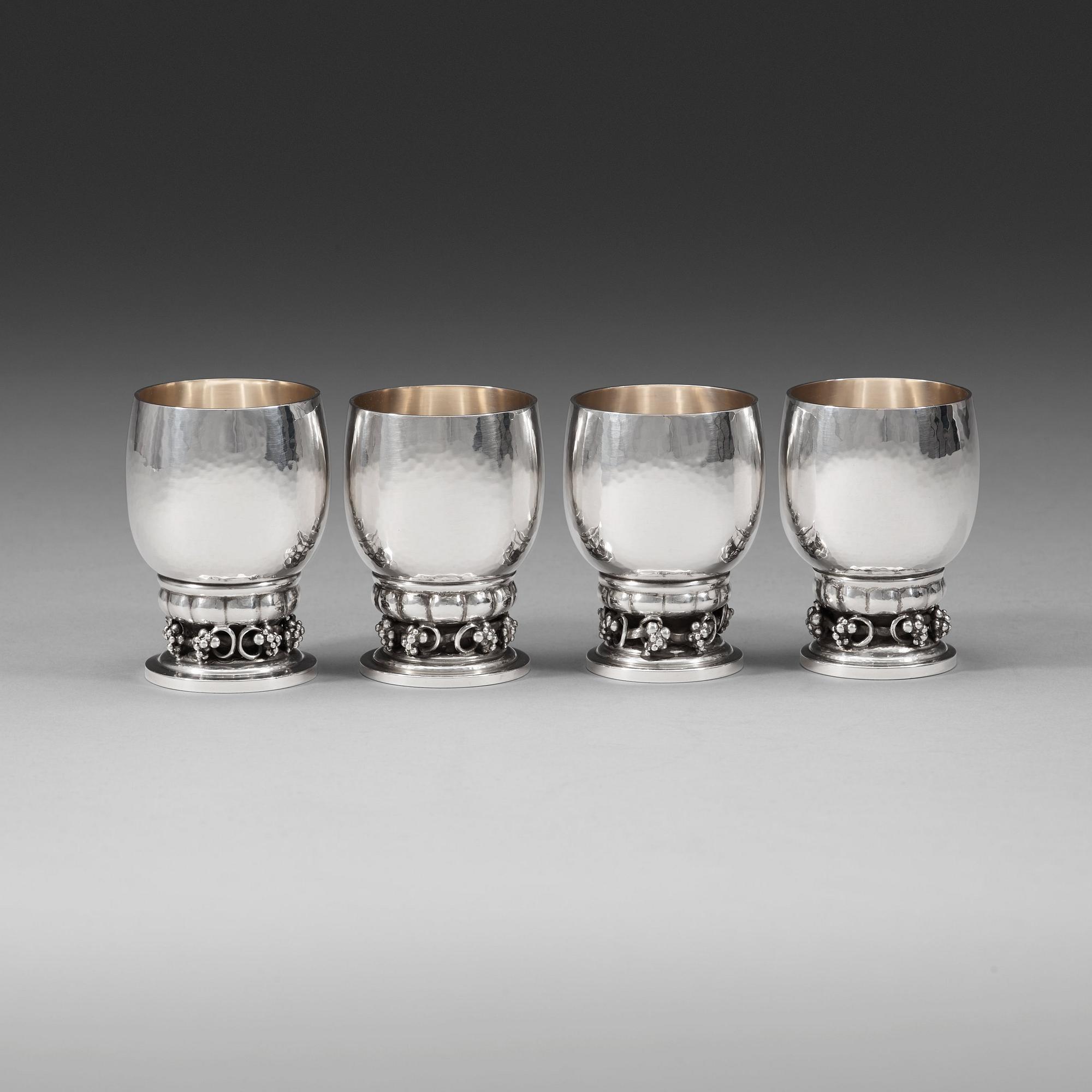 Georg Jensen, bägare, 4 st, Köpenhamn 1977-1996, sterling,
