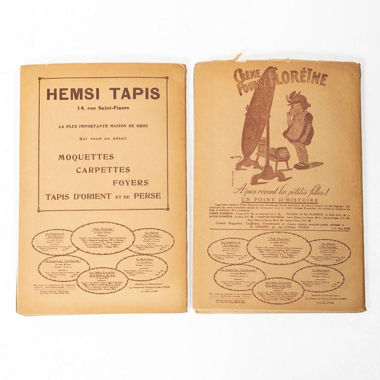 Seven French fashion magazines, 'Trés Parisien', with 123 pochoir fashion plates, Paris, G.-P. Joumard, 1927–31.