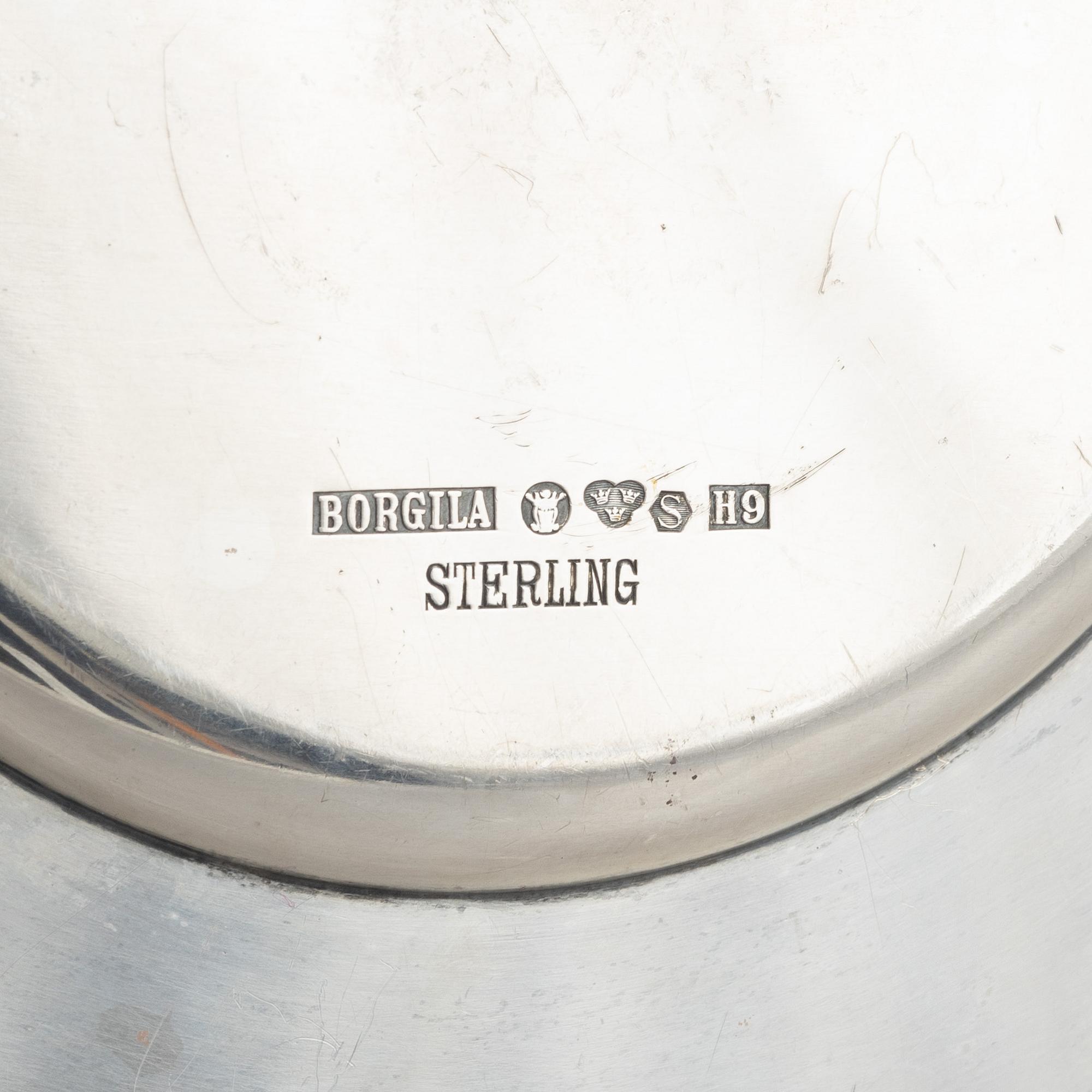 A sterling silver plate by Atelier Borgila, Stockholm, Sweden, 1958.