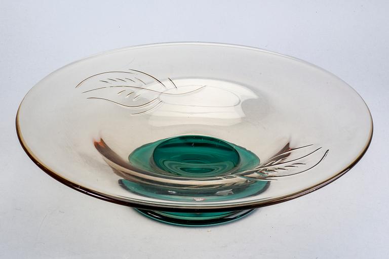 Gunnar Cyrén, bowls / vase, 3 pcs, Orrefors, signed.