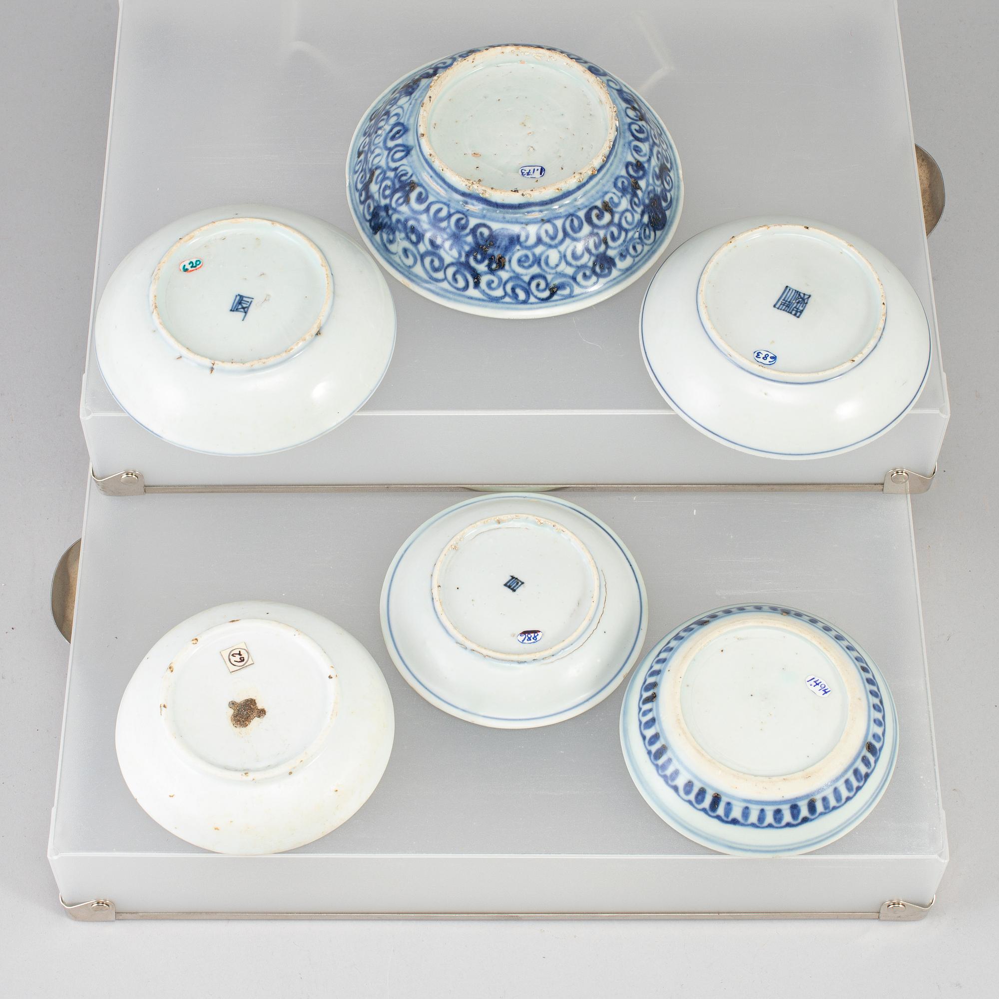 SKÅLFAT, sex stycken, porslin. Mingdynastin (1368-1644).