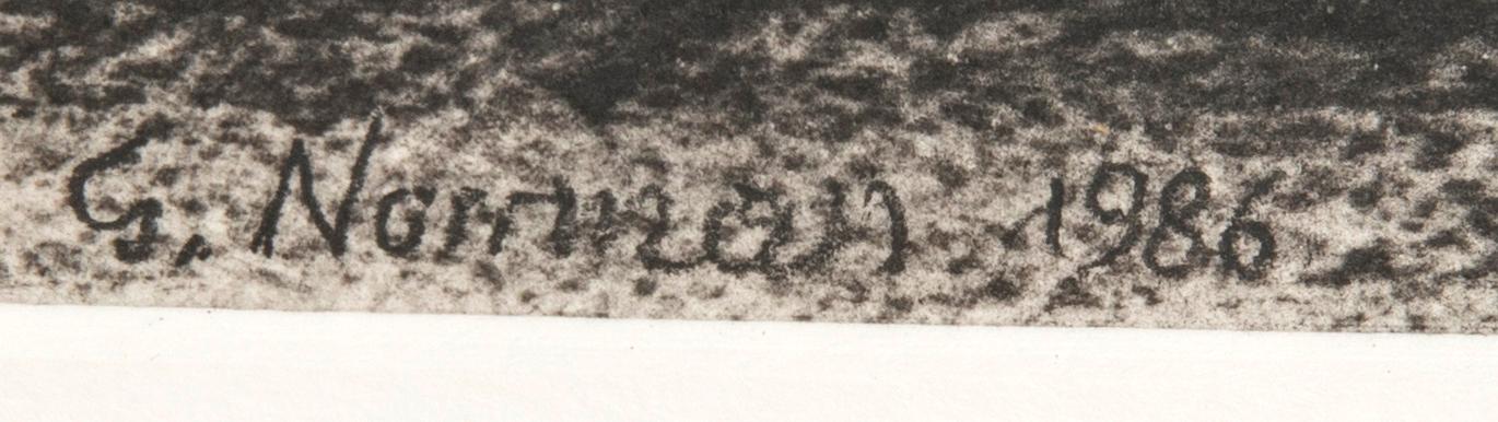 Gunnar Norrman, charcoal drawing signed and dated 1986.
