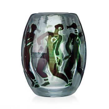 A Vicke Lindstrand 'graal' glass vase, Orrefors, Sweden 1937.