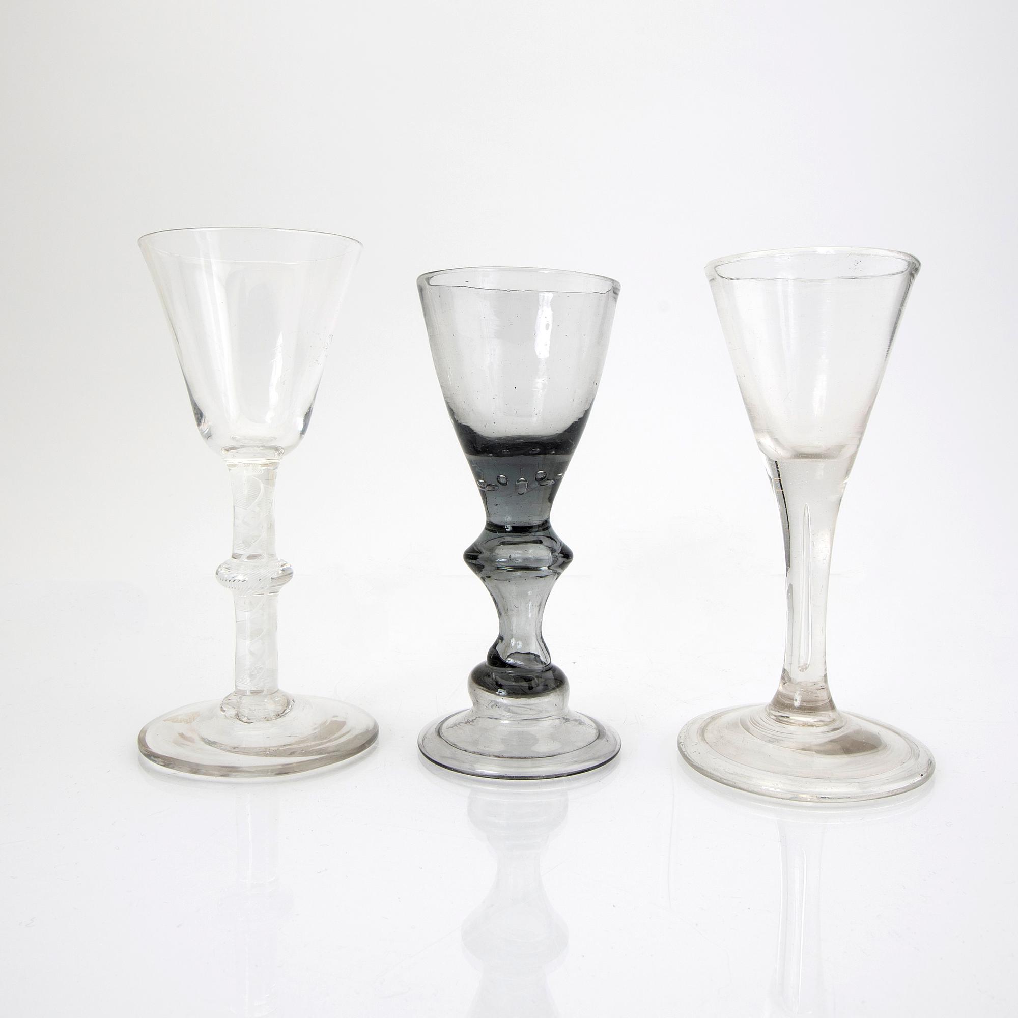 A set of three Irish and German 18th/19th century glasses.